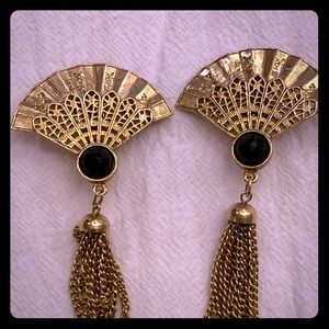 FAN shaped CLIP ON earrings.